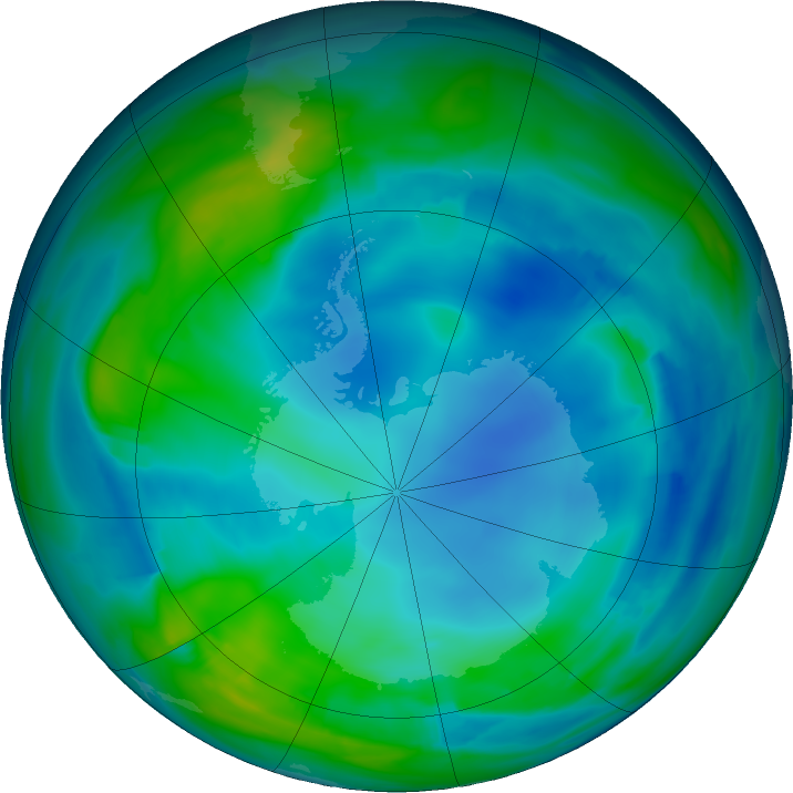Antarctic ozone map for 02 June 2023